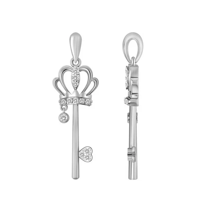 AV Necklaces LADIES PENDANT 010CT ROUND DIAMOND 10K WHITE GOLD