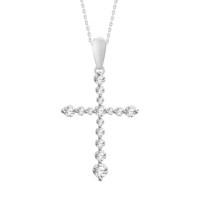 AV Necklaces LADIES PENDANT 025CT ROUND DIAMOND 14K WHITE GOLD