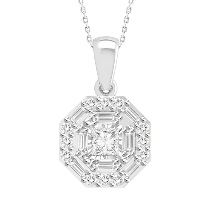 AV Necklaces LADIES PENDANT 033CT ROUNDPRINCESSBAGUETTE DIAMOND 10K WHITE GOLD AV Necklaces LADIES PENDANT 033CT ROUNDPRINCESSBAGUETTE DIAMOND 10K WHITE GOLD