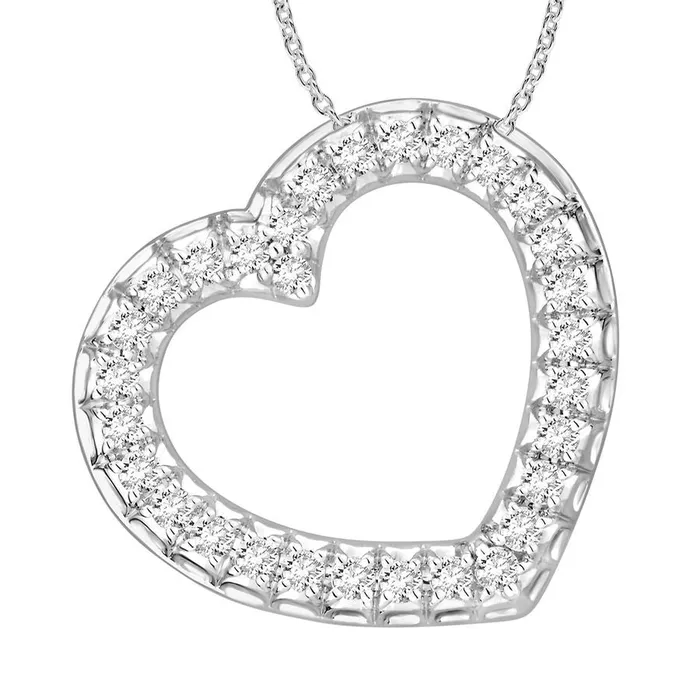 AV Necklaces LADIES PENDANT WITH CHAIN 050CT ROUND DIAMOND 10K WHITE GOLD