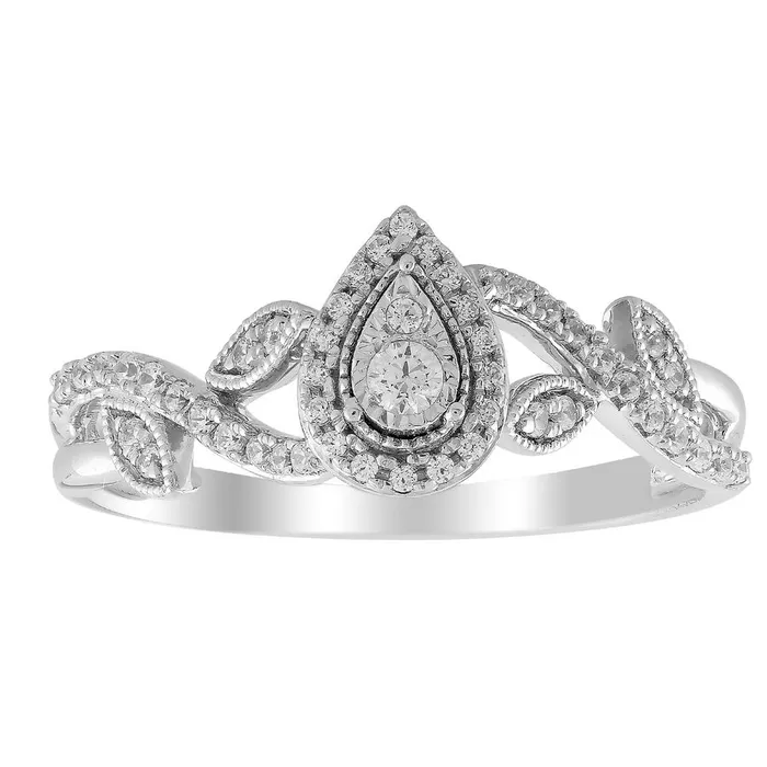 AV Rings LADIES RING 025CT ROUND DIAMOND 10K WHITE GOLD