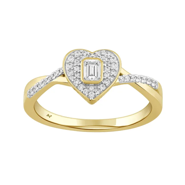 AV Rings LADIES RING 025CT ROUNDEMERALD DIAMOND 10K YELLOW GOLD