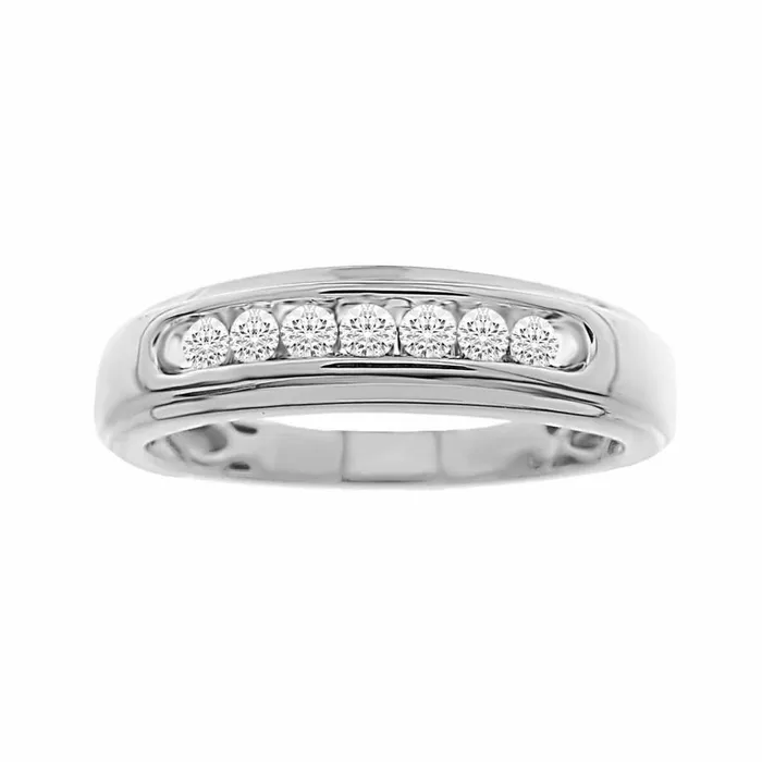 AV Rings MENS BAND 025CT ROUND DIAMOND 10K WHITE GOLD