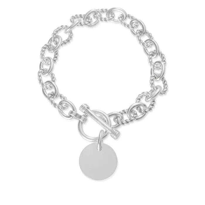 B813 Alternating Sm Twist Oval Cable Link Bracelet Teeda Bracelets
