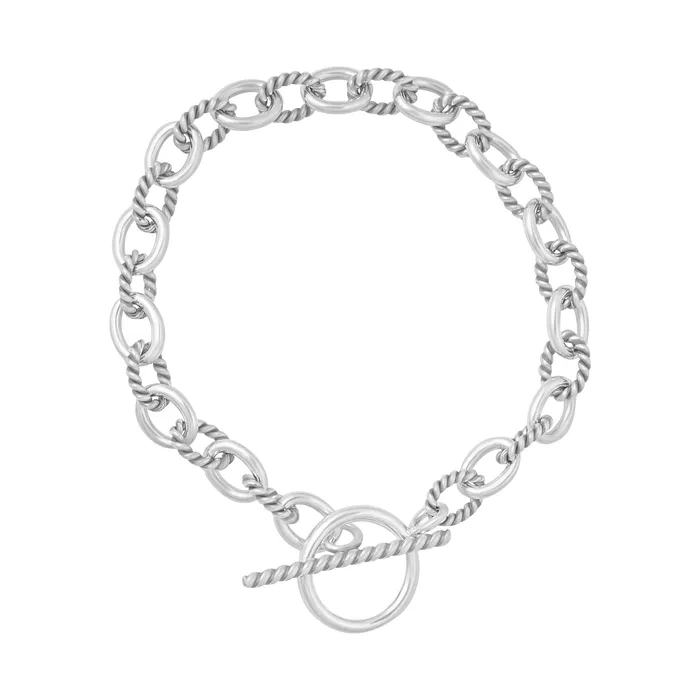 B813 Alternating Sm Twist Oval Cable Link Bracelet Teeda Bracelets