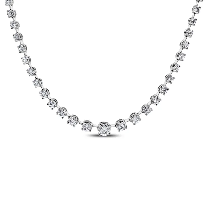 Beauvince Necklaces Graduated Space Riviera Tennis Necklace 1153 ct Diamonds in Platinum