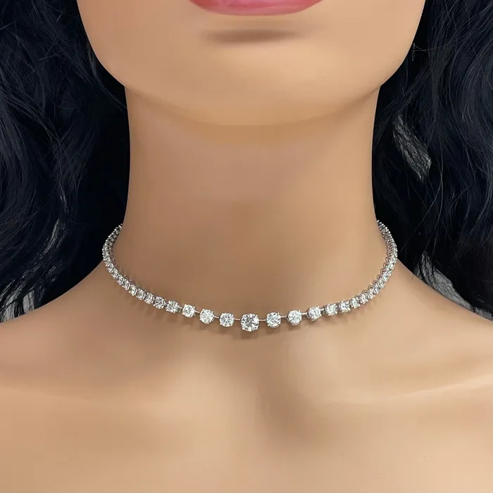 Beauvince Necklaces Graduated Space Riviera Tennis Necklace 1153 ct Diamonds in Platinum