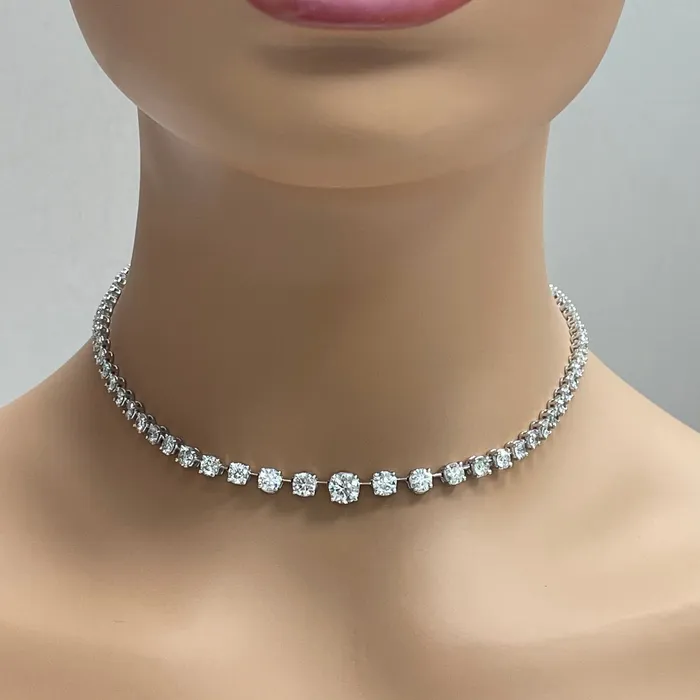 Beauvince Necklaces Graduated Space Riviera Tennis Necklace 1153 ct Diamonds in Platinum