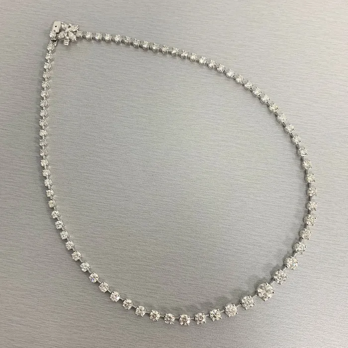 Beauvince Necklaces Graduated Space Riviera Tennis Necklace 1153 ct Diamonds in Platinum