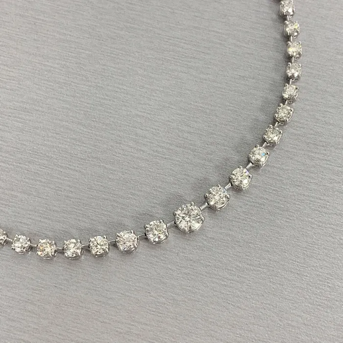 Beauvince Necklaces Graduated Space Riviera Tennis Necklace 1153 ct Diamonds in Platinum