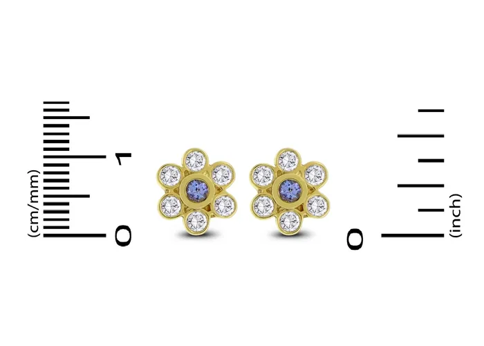 Beauvince Tanzanite Ear Flowers 120 ct Diamonds Tanzanites in Yellow Gold Earrings