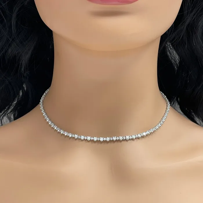 Big Small Diamond Necklace 685 ct Diamonds in White Gold Beauvince Necklaces