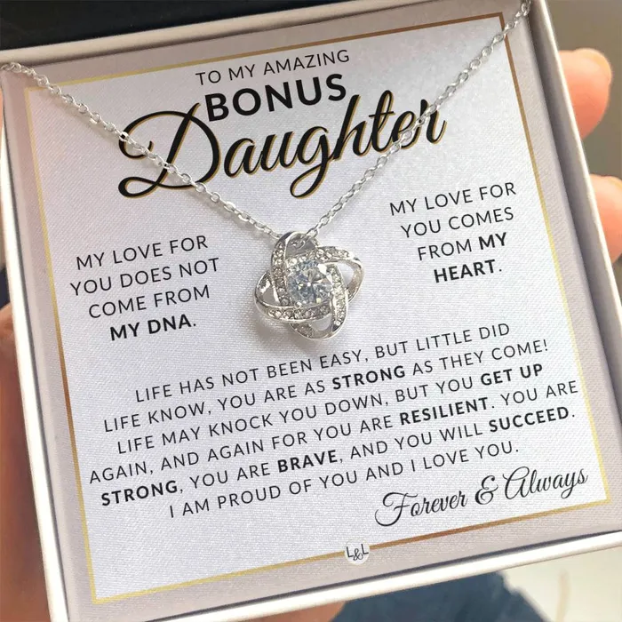 Bonus Daughter Gifts You Are Strong Pendant Necklace Sentimental Keepsake Message For Bonus Daughter Great Christmas Gift Birthday Present or Graduation Surprise ShineOn Fulfillment Necklaces