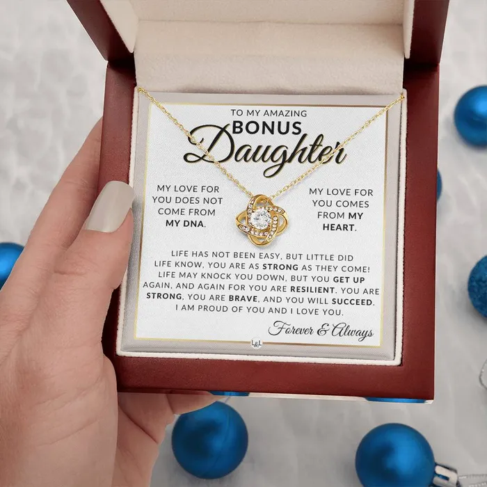 Bonus Daughter Gifts You Are Strong Pendant Necklace Sentimental Keepsake Message For Bonus Daughter Great Christmas Gift Birthday Present or Graduation Surprise ShineOn Fulfillment Necklaces