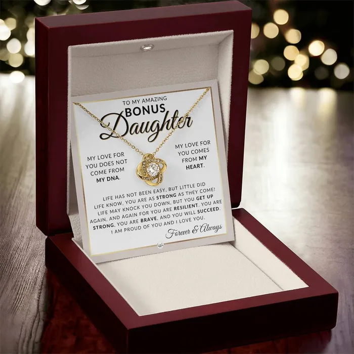 Bonus Daughter Gifts You Are Strong Pendant Necklace Sentimental Keepsake Message For Bonus Daughter Great Christmas Gift Birthday Present or Graduation Surprise ShineOn Fulfillment Necklaces