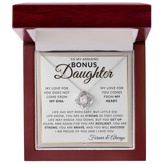 Bonus Daughter Gifts You Are Strong Pendant Necklace Sentimental Keepsake Message For Bonus Daughter Great Christmas Gift Birthday Present or Graduation Surprise ShineOn Fulfillment Necklaces
