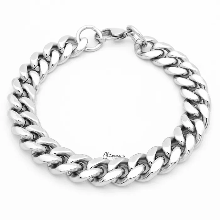 Bracelets 12mm Stainless Steel Miami Cuban Curb Chain Bracelet Glitters