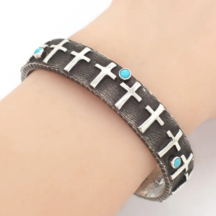 Bracelets Crown Jewels Coin Ernest Rangal Navajo Handmade Tufa Cast Sterling Silver Turquoise Cuff Bracelet