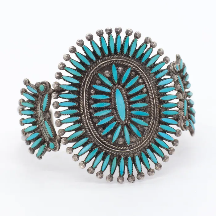 Bracelets Crown Jewels Coin Handmade Sterling Silver Turquoise Needlepoint Cuff Bracelet Hallmark Unknown Bracelets Crown Jewels Coin Handmade Sterling Silver Turquoise Needlepoint Cuff Bracelet Hallmark Unknown