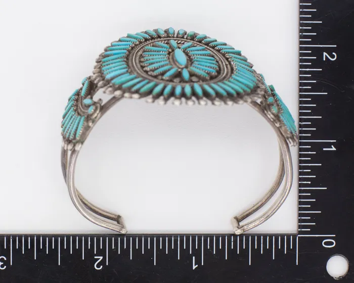 Bracelets Crown Jewels Coin Handmade Sterling Silver Turquoise Needlepoint Cuff Bracelet Hallmark Unknown