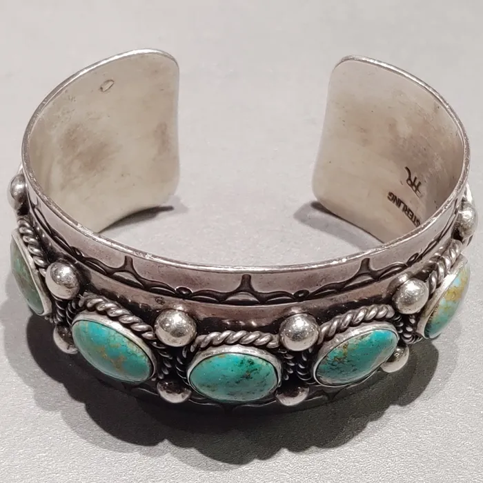 Bracelets Crown Jewels Coin Turquoise Sterling Bracelet Handmade Native American Bracelets Crown Jewels Coin Turquoise Sterling Bracelet Handmade Native American