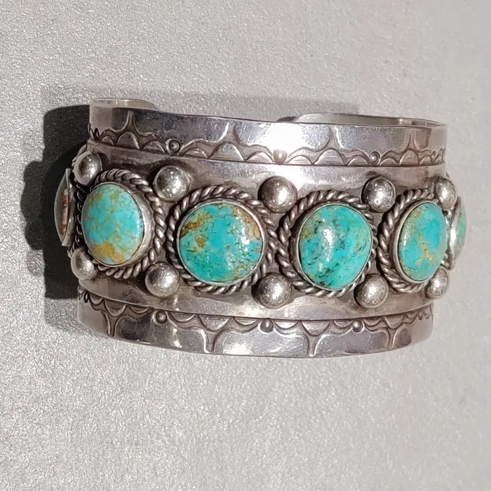 Bracelets Crown Jewels Coin Turquoise Sterling Bracelet Handmade Native American