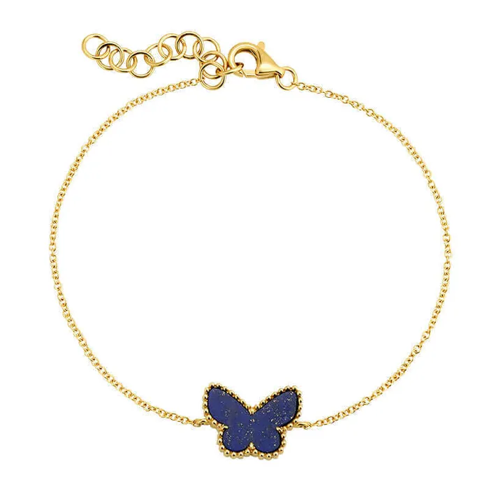 Bracelets Izakov Diamonds Fine Jewelry 14K Gold Gemstone Butterfly Bracelet