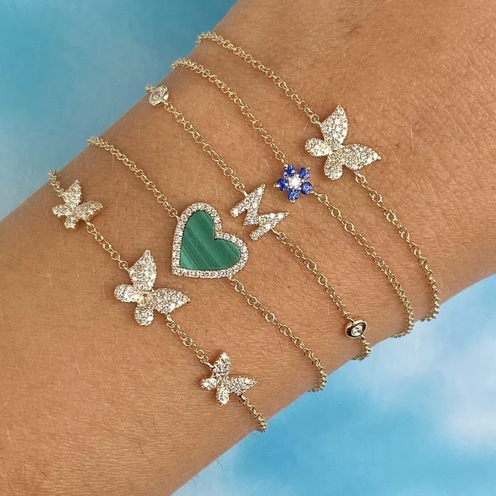 Bracelets Izakov Diamonds Fine Jewelry 14K Gold Micro Pave Diamond Butterfly Bracelet