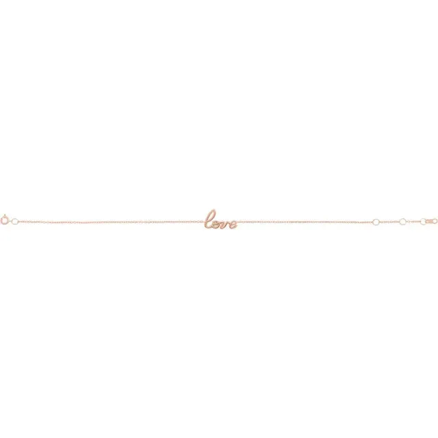Bracelets Love Yourself Adjustable Script Bracelet Solid 14K Yellow Rose White Gold Platinum Silver Storyteller by Vintage Magnality