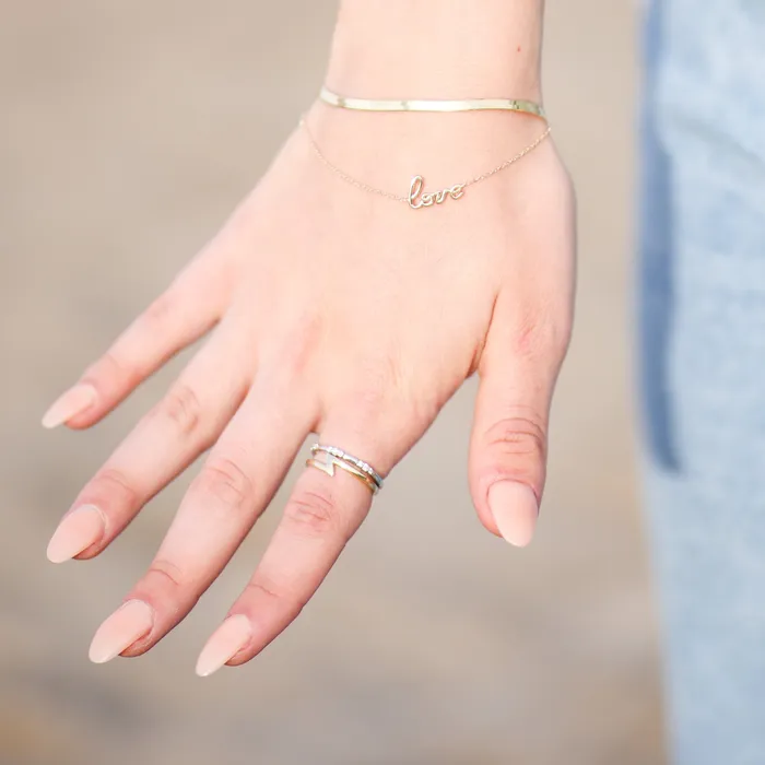 Bracelets Love Yourself Adjustable Script Bracelet Solid 14K Yellow Rose White Gold Platinum Silver Storyteller by Vintage Magnality