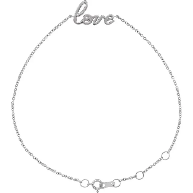 Bracelets Love Yourself Adjustable Script Bracelet Solid 14K Yellow Rose White Gold Platinum Silver Storyteller by Vintage Magnality