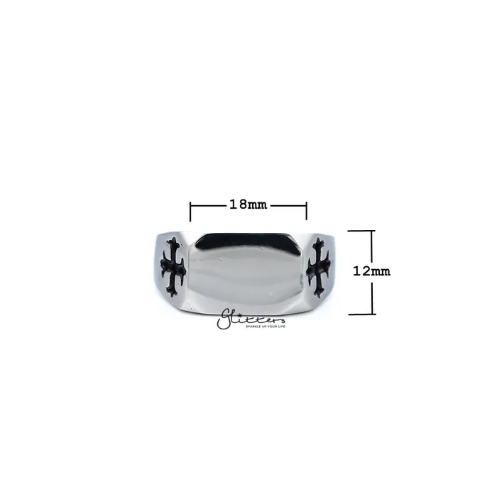 Bracelets Mens Stainless Steel Glossy Rectangle with Crosses Casting Rings Glitters