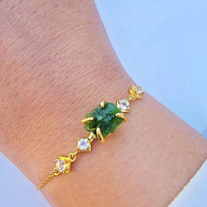 Bracelets Uniquelan Jewelry Raw Green Tourmaline Bracelet