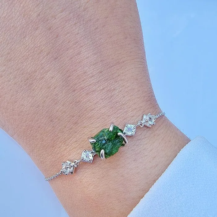 Bracelets Uniquelan Jewelry Raw Green Tourmaline Bracelet