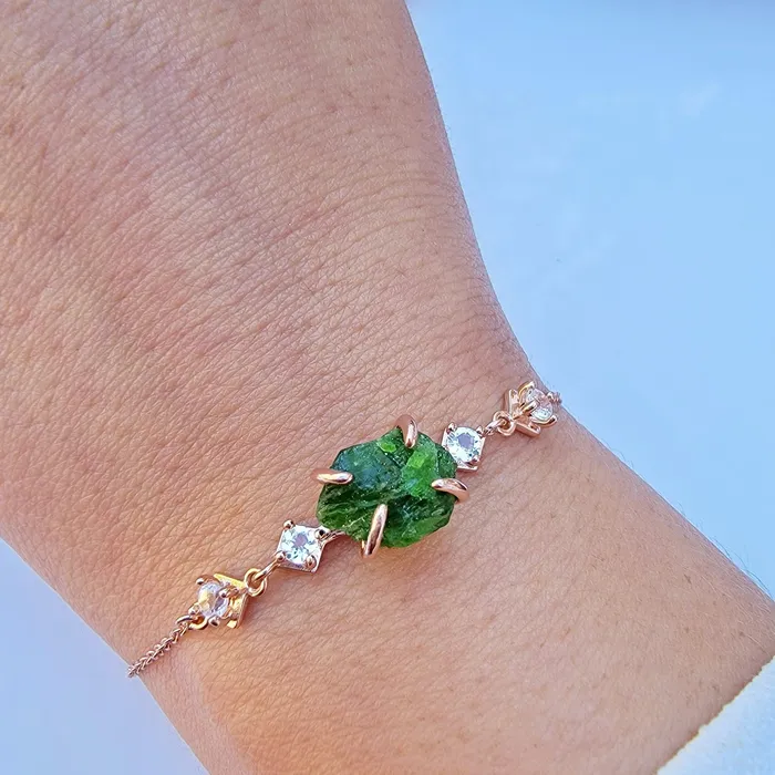 Bracelets Uniquelan Jewelry Raw Green Tourmaline Bracelet