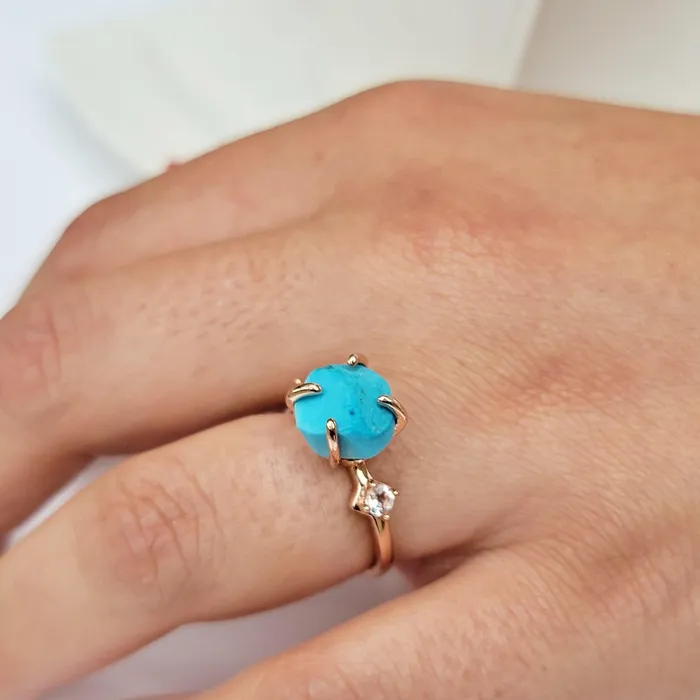Bracelets Uniquelan Jewelry Raw Turquoise Bracelet and Ring Set Bracelets Uniquelan Jewelry Raw Turquoise Bracelet and Ring Set