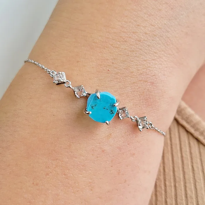 Bracelets Uniquelan Jewelry Raw Turquoise Bracelet and Ring Set Bracelets Uniquelan Jewelry Raw Turquoise Bracelet and Ring Set