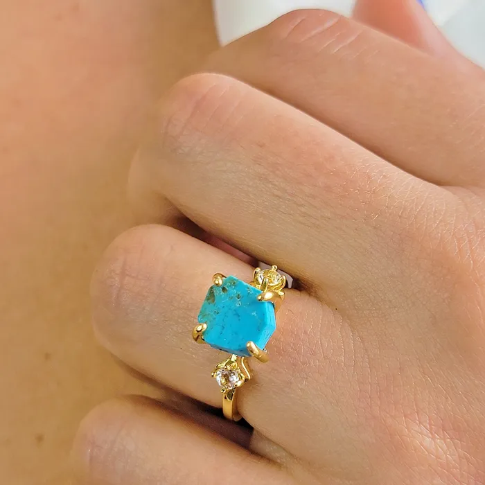 Bracelets Uniquelan Jewelry Raw Turquoise Bracelet and Ring Set Bracelets Uniquelan Jewelry Raw Turquoise Bracelet and Ring Set