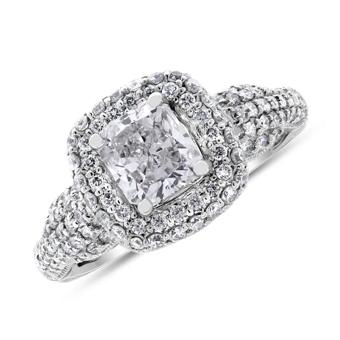 Bridges Engagement Ring 091 ct Radiant KVVS Diamond in White Gold Beauvince Rings