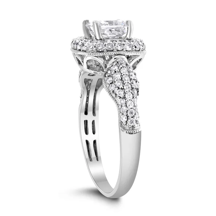 Bridges Engagement Ring 091 ct Radiant KVVS Diamond in White Gold Beauvince Rings