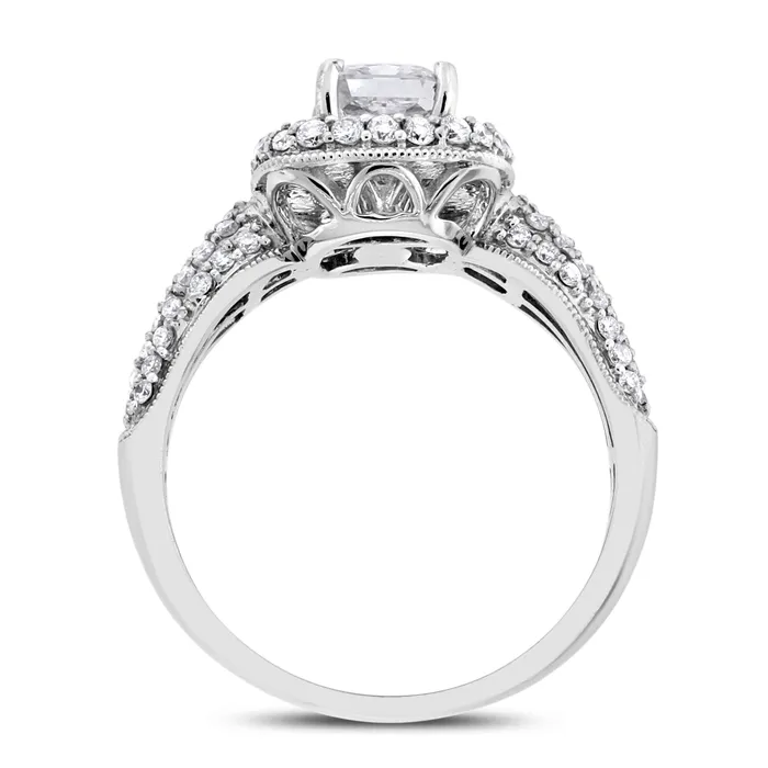 Bridges Engagement Ring 091 ct Radiant KVVS Diamond in White Gold Beauvince Rings