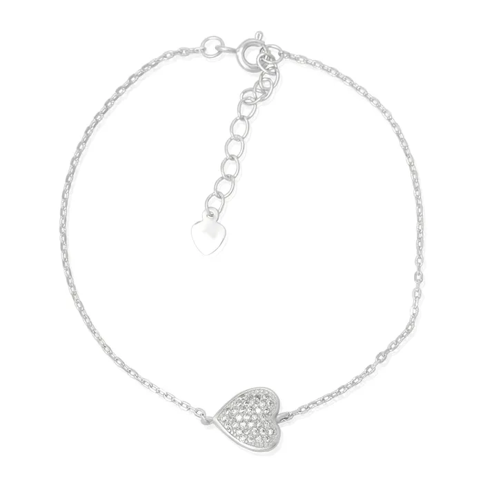 BZ7011 Pav Heart Cubic Zirconia Bracelet Teeda Bracelets