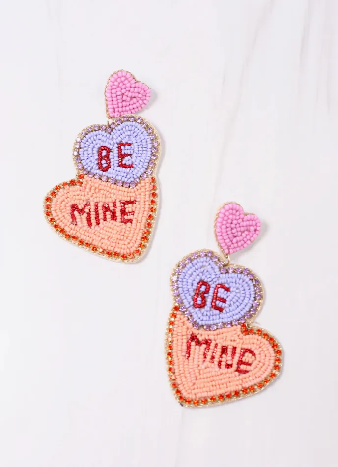 Caroline Hill Earrings Be Mine CZ Lined Heart Earrings Lavender
