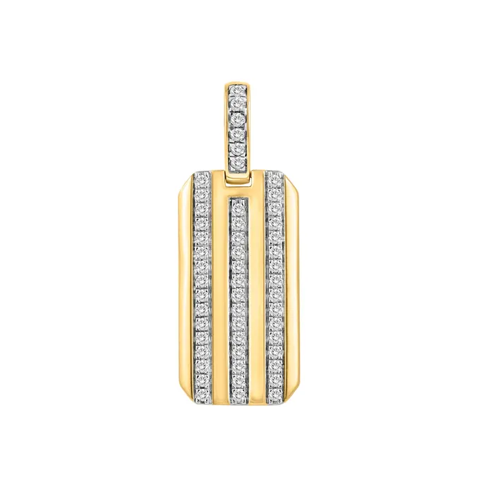 Charm Necklaces MENS CHARM PENDANT 050CT ROUND DIAMOND 10K YELLOW GOLD AV