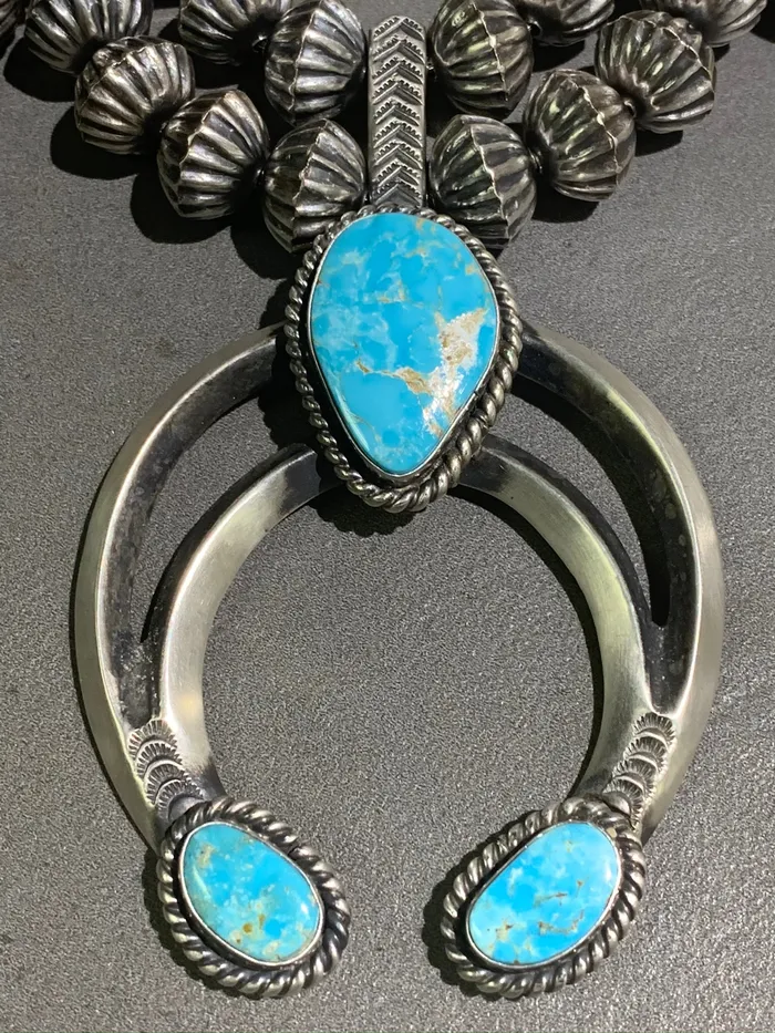CHRIS HALE Earrings CHRIS HALE NAVAJO TURQUOISE STERLING SILVER SQUASH AND EARRING SET
