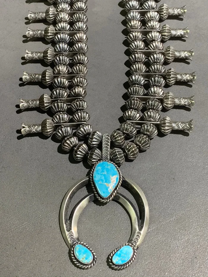 CHRIS HALE Earrings CHRIS HALE NAVAJO TURQUOISE STERLING SILVER SQUASH AND EARRING SET