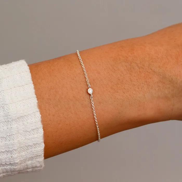 Corey Egan Bracelets Micro Aurora Chain Bracelet with Diamond in Sterling Silver