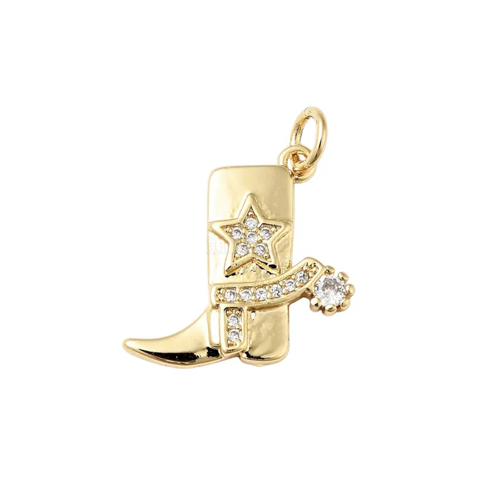 Cowboy pave boot charm pau jewelry Charm Necklaces