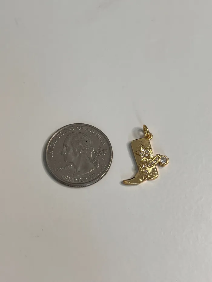 Cowboy pave boot charm pau jewelry Charm Necklaces Cowboy pave boot charm pau jewelry Charm Necklaces