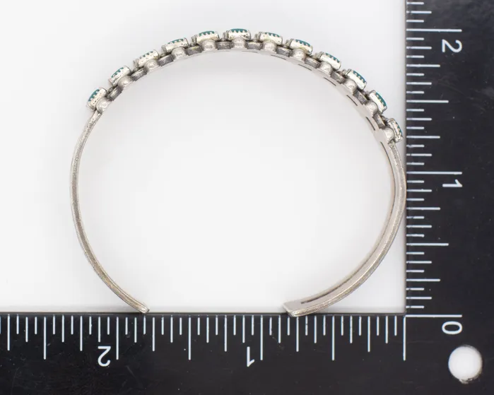 Crown Jewels Coin Bracelets Navajo Handmade Sterling Silver Turquoise Composite Cuff Bracelet Hallmark Unknown